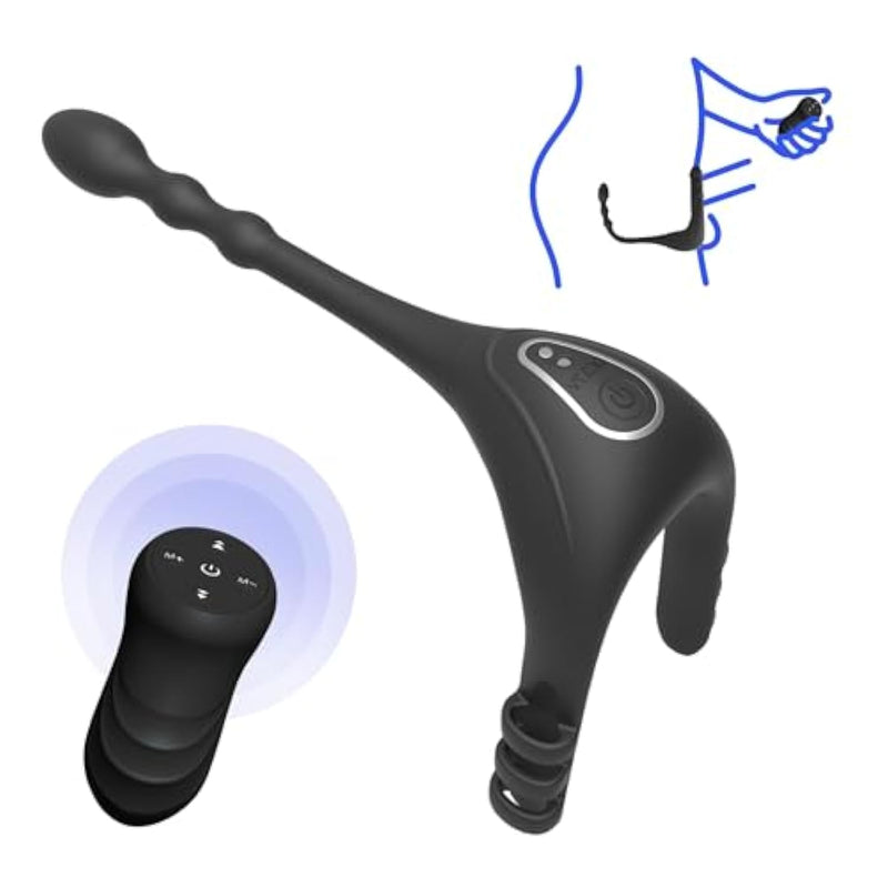 Vibrating Cock Ring Prostate Massager - Anal Sex Toys Vibrating Butt Plug With 10 Vibration Modes For Men Or Couples - Independant Dual Motor With Remote Control