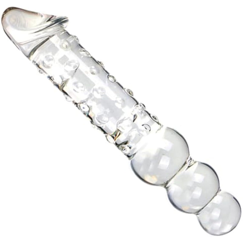 Prostate Massager Glass Pure Wand Anal Toys With Anal Beads,Crystal Penis Double Head Glass Dildo With 3 Big Beads Female Masturbation Pleasure Wand Massage Dildo Anal Plug Sex Toy For Men Women