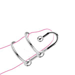 Sm Penis Ring Stainless Steel Fun Delay Ring With Beads Metal Urethral Toy Duble Ring Hook Urethral Sounding Penis Plug