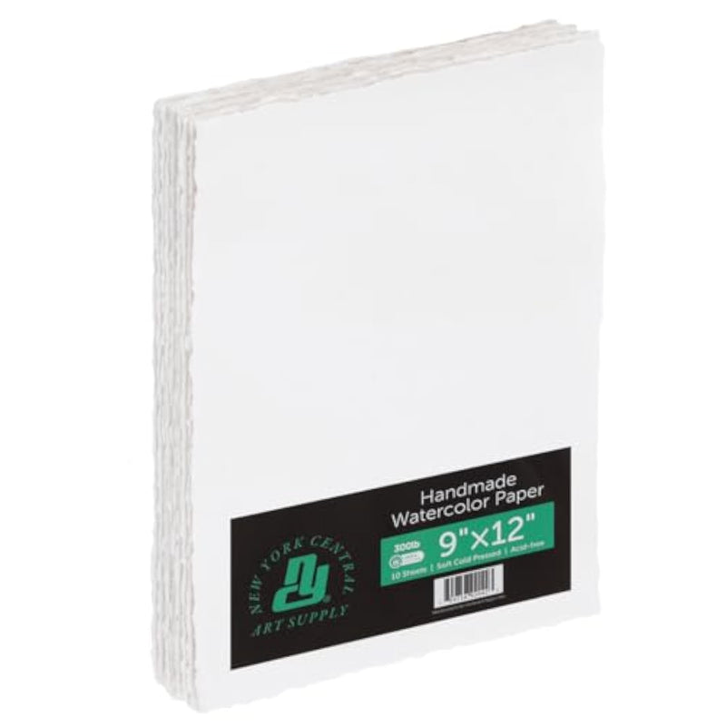 5 Sheets Handmade Watercolor Paper, 9 x 12 Inch, 300 lb 100% Cotton Cold Press
