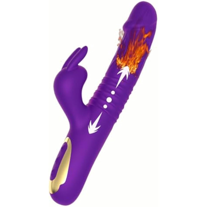 Vibrator Thrusting Dildo For Women - G Spot Vibrator Clitoral Stimulator Sex Toys Thrusting Vibrator With 9 Vibration 7 Thrust Mode, Rabbit Vibrators Female Adult Sex Toy For Women And Couple (Purple)