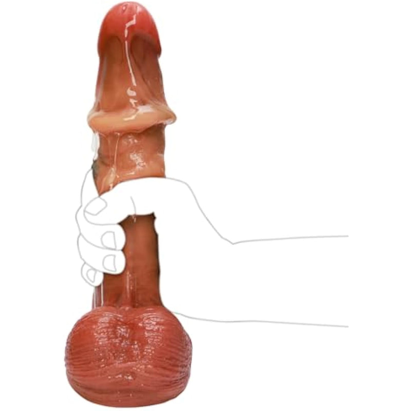 Realistic Dildos Huge Big Dildo Adult Sex Toys, 9.3" Movable Foreskin Dildo With Two Big Balls,Strap On Dildo Women Sex Toy,Soft Silicone Dildo G Spot Dildo Female Sex Toys For Couples Adult Pleasure