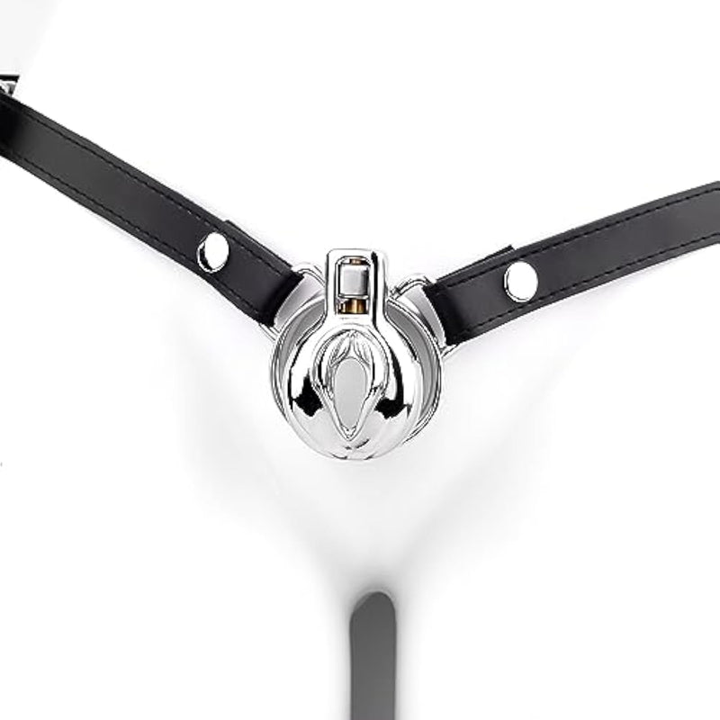 Sissy Chastity Cage Male Chastity Device Steel Chastity Cage With Belt Simulated Vagina Style Bdsm Bondage Penis Cage Sex Furniture (45Mm/1.77In)