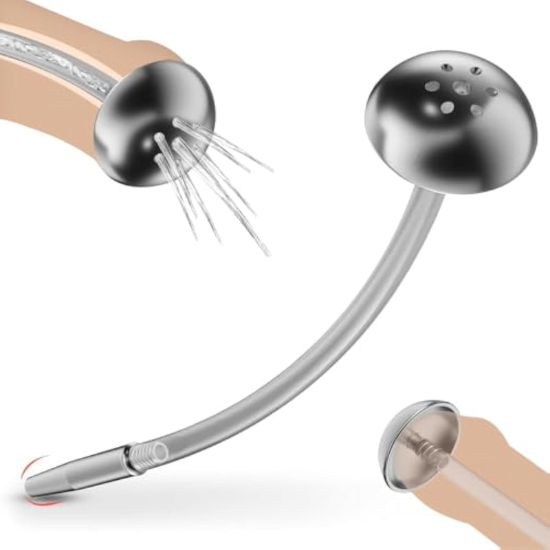 7.5" Shower Hollow Urethral Plug Male Penis Plugs Flexible Tube With Mushroom Head For Prostate Masturbation Orgasm Rod Cock Sex Toys Urethra Stimulation Training Dilator For Adult Gay Men