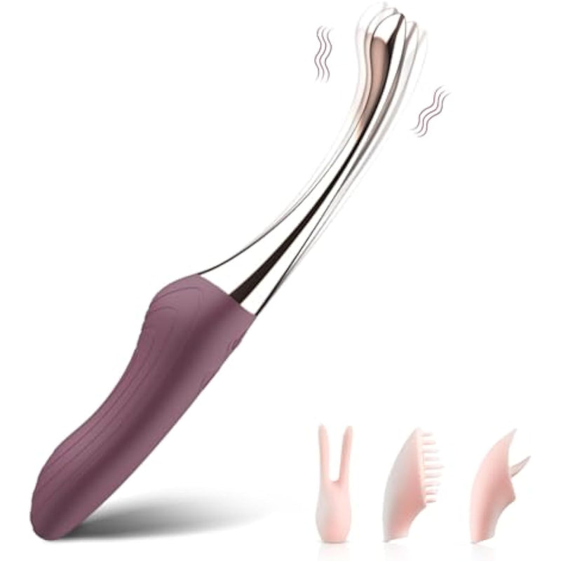 Sex Stimulator Clitoral Vibrator To Climax, 3 Silicone Heads, Adult Toys 10 Frequency Powerful Vibration Massager Precision Targeted Clit G Spot Anal Nipple Ear For Women Pleasure Sex Toys(Wine Red)