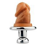 Flat Chastity Cage Ultra Small Cock Cage Male Steel Chastity Devices With Realistic Dildo Negative Inverted Chastity Cages Adult Sm Penis Plug Bondage Sex Toys (403-Flesh Color-M-40Mm)