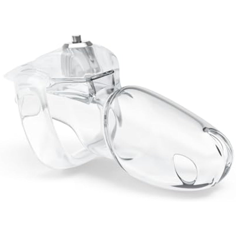 Ht-V5 Male Chastity Device Leightweight Chastity Cage Resin Ergonomic Breathable Chastity Devices With Latest Button Lock And Exclusive Keys Maxi (1.97" Ring(50Mm), Clear)