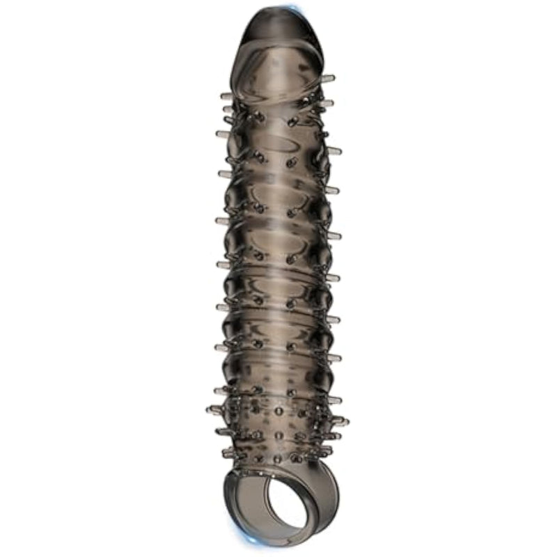 Penis Extender Realistic Textured,Ultra-Soft Thickened Clear Cock Sleeve Reusable Pennis Enlarger Condom Sex Toys For Men & Couple (Black)