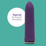 Desire Bullet Vibrator - 3.5 Inch Silicone Mini Bullet Massager With Tapered Tip - Multispeed Bullet Vibrator For Women With Storage Case - Rechargeable & Waterproof - Purple