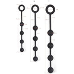 Butt Plug With Silicone Anal Bead Anal Sex Toys With Safe Pull Ring In Black (L)