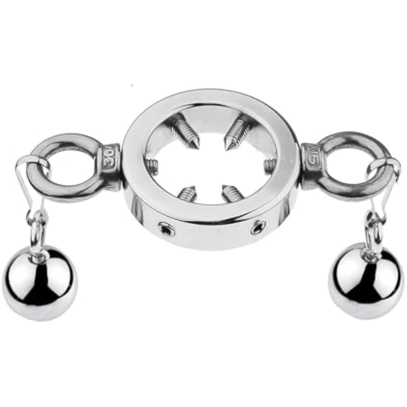 Metal Cock Ring For Men Penis Rings With 6 Cbt Spikes And Ball Pendant Adult Pleasure Chastity Sex Toys Sm Scrotum Stretcher For Male Training Devices (40Mm+2 Balls)