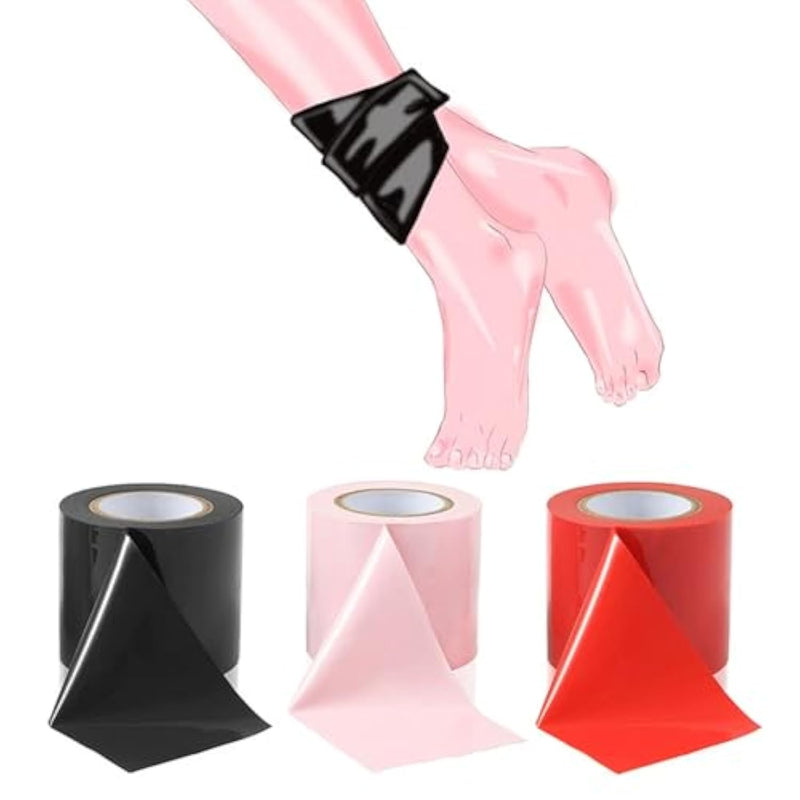 3 Pcs Bdsm Bondage Restraints Tape Set – 52 Feet Versatile Sm Adult Toy For Couples,Sexual Restraint Tape Electrostatic Tape?Black, Red, Pink, Peach Red?