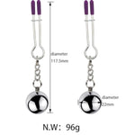 Stainless Steel Adjustable Metal Nipple Clamps for Women - Non-Piercing Large Nipple Clips with Gravity Ball Pendant