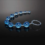 Basic Beads - 12 Inch Non Porous Body Safe Anal Beads - Graduated Anal Chain Beads Up To 1" Maximum Width - Beginners Anal Play Toys For Men Women Couples - Clear Blue