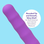 Silencer Vibrator - 7 Inch Vibrator For Women - Multispeed Quiet Massager - Rounded Tip & Wavy Shaft For Stimulation - Waterproof - Purple