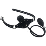 Inflatable Silicone Strap-On Mouth Gag, Bdsm Faux Leather Adjustable Open Mouth Plug Expandable Silicone Gag Bondage For Fetish Lgbt Lover