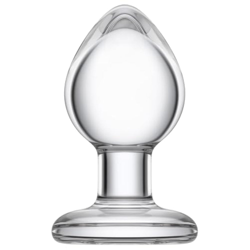 Clear Glass Anal Trainer with Large Base Ball 2.16 Inch Diameter for G Spot Stimulation and Prostate Massager