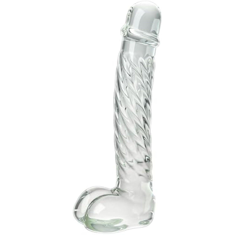 Glass Realistic Dildo G-Spot Stimulation Crystal Butt Plug Anal Sex Toys Prostate Massager Anus Stretcher Pleasure Wand With Raised Spiral Texture
