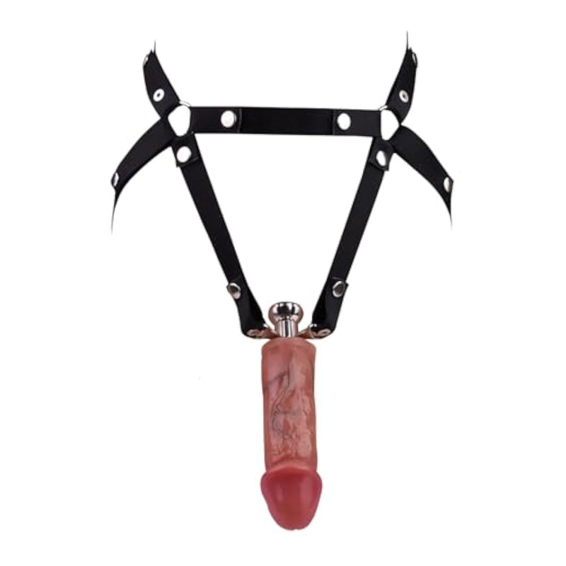 Wearable Metal Sm Chastity Device With Removable Silicone Dildo Flat Chastity Cages Sissy Chastity Small For Men Penis Cage Male Cock Cage Penis Restraint With Black Belt?Chastity Cage With M Dildo?