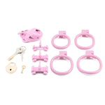 Male Chastity Cage Cock Cage Lightweight Penis Cage Chastity Device With 3 Adjustable Rings And 4 Sizes Rings For Male Penis Exercise And Abstinence (Pink, M)