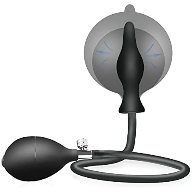 Sex Toys Silicone Inflatable Butt Anal Plug With Pump Bdsm Anal Plug Expansion Training Kit Stimulation Anal Pump Plug Buttplug Anal Expert Sex Toy For Men Women Black, 59 Cm, Ø 5-10 Cm, 1 Piece