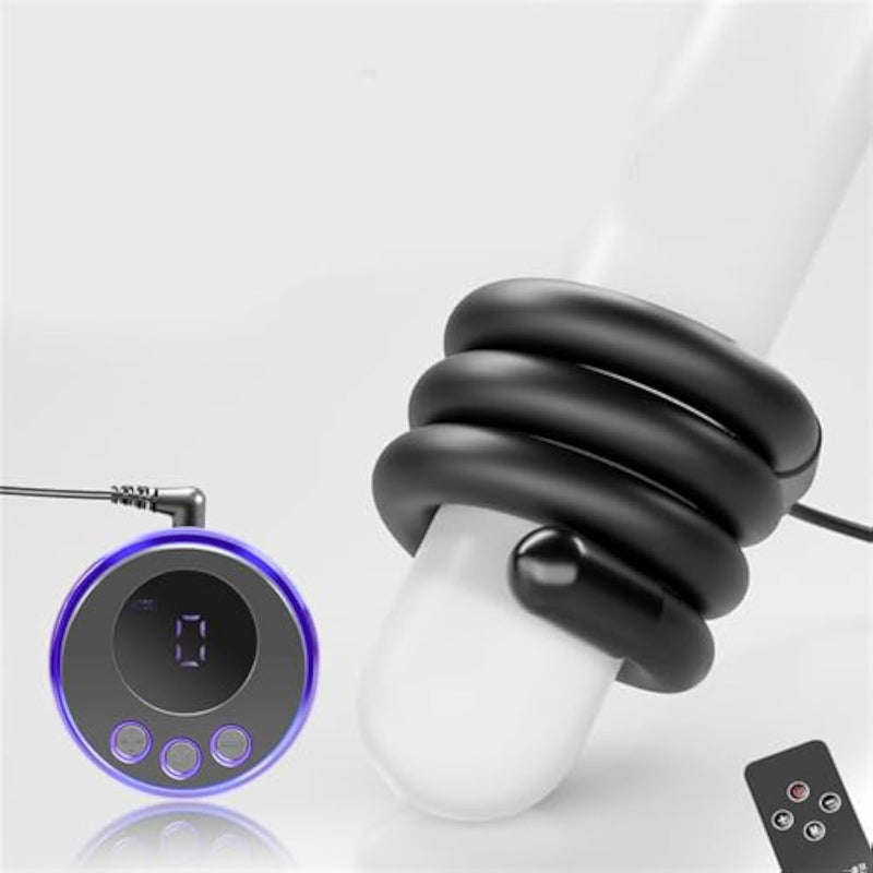 Silicone Wrapped Penis Ring With 8 Electric Shock Modes, Bendable Male Exercise Masturbation Electric Shock Sex Toy