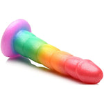 Simply Sweet Swirl Rainbow Silicone Dildo For Men Women & Couples. Colorful Swirled Strong Suction Base Dildo. 1 Piece, Rainbow.