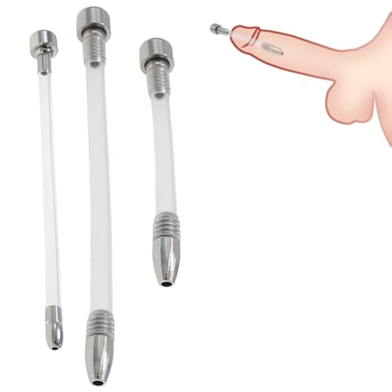 3Pcs Urethral Sound Metal Sex Toys For Men Hollow Penis Plug Catheter Plug Smooth Urethral Dilator Masturbation Rod Urethral Sounds Sm Adult Game Sex Toy Flat Chastity Lock Accessories
