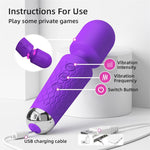 Rechargeable Wand Vibrator – 20 Patterns, 8 Speeds, Waterproof & Quiet Massager