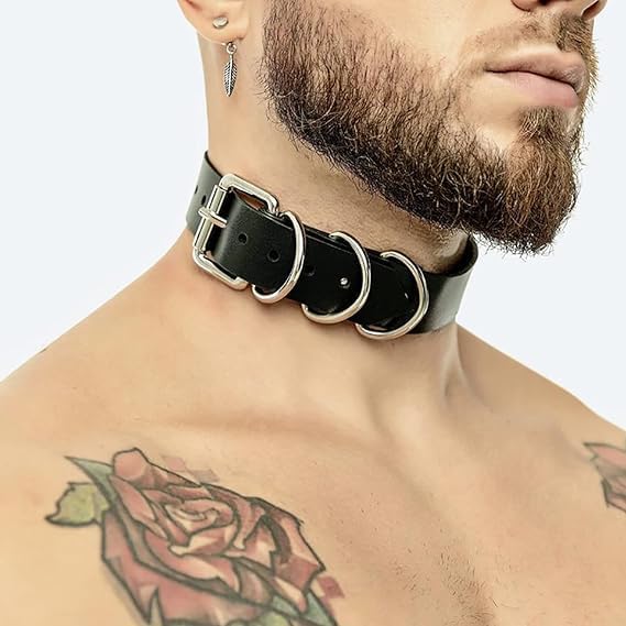 3PCS Men’s Leather Harness Set – Adjustable Chest, Leg & Choker Strap Belt