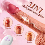 Thrusting Heated Dildo Vibrator – Realistic G-Spot & Anal Stimulator with Suction Cup