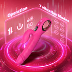 Thrusting Rabbit Vibrator with LCD Display – 7 Vibration & Thrust Modes, G-Spot & Clitoral Stimulator, Adult Sex Toy for Women & Couples (Rose)