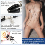 Adjustable Nipple & Clit Clamps with Chain – BDSM Body Jewelry for Women (Silver)