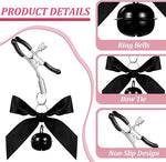 2PCS Non-Piercing Nipple Clamps – Adjustable Stainless Steel Bow Clips with Bells