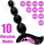 Silicone Vibrating Anal Beads with 10 Modes, Waterproof Prostate & Butt Plug