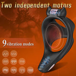 Vibrating Cock Ring with Perineum Stimulator, 9 Vibes, APP Control for Couples