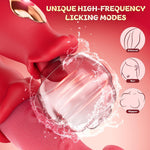 Thrusting Rose Vibrator – 10 Licking & Vibration Modes, G-Spot & Clit Stimulator