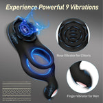 Vibrating Cock Ring for Couples, 9 Modes, APP Control, Clitoral & Perineum Stimulator