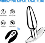 Remote-controlled vibrating butt plug with 10 modes, flared base, for couples.