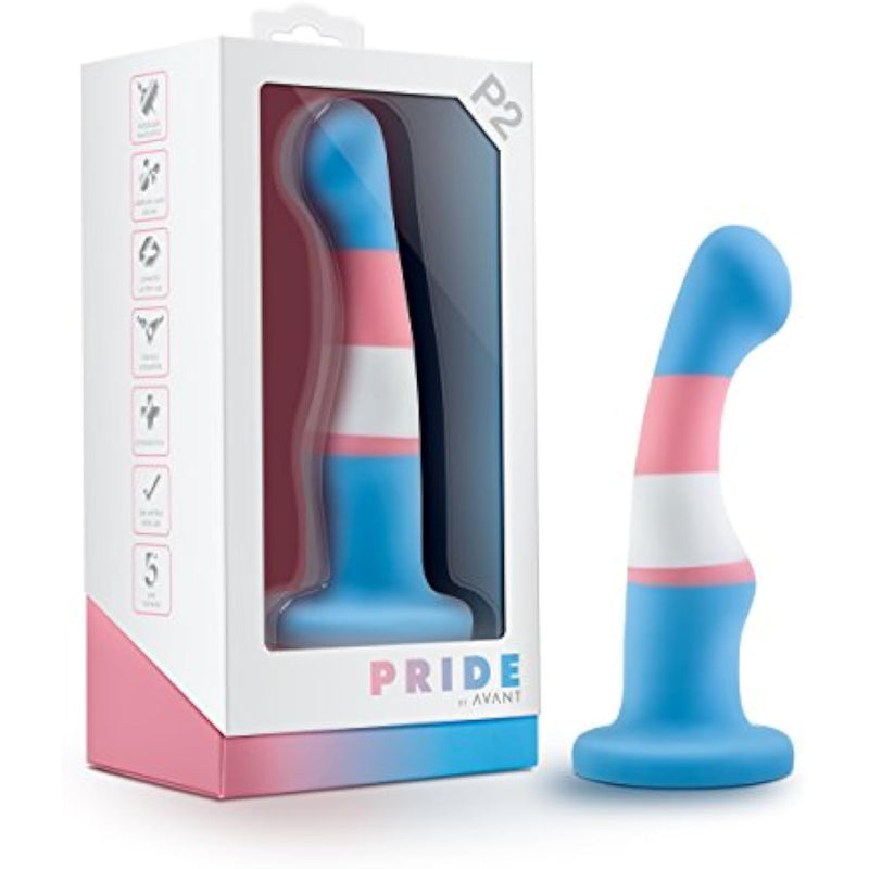Adult Sex Toys - Avant Pride P2 - Platinum Cured Purio Silicone 6 Inch Dildo - 1.4 In Wide Smooth Ultrasilk Shaft - Suction Cup Base Strap-On Compatible - Women Men Couples - True Blue