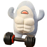 3D Muscle Shark Plush Toy Pillow Ultra-Soft Stuffed Blue Shark With Abs/17.7''