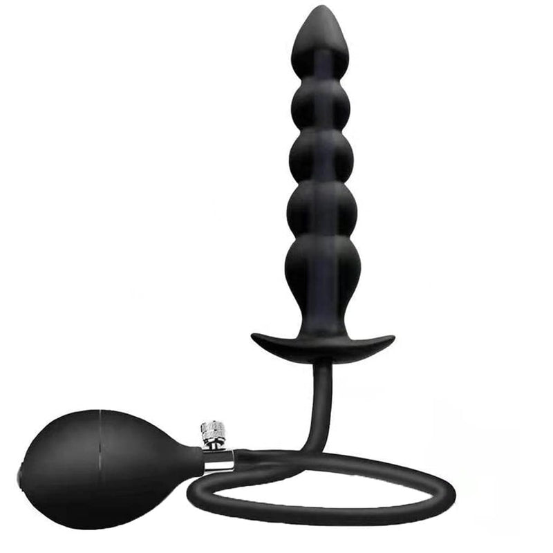 Xofoco Anal Beads Inflatable Anal Plug Silicone Big Butt Plug, Black