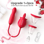Rose 3-in-1 Upgrade Vibrator for Women's Pleasure with 7 Tongue Licking Modes and 3 Thrusting Dildo Functions