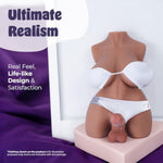 Shemale Sex Doll 25.4 Lbs Torso Sex Toys With 7.9 Inch Realistic Dildo Vagina Anus Soft Breasts Unisex For Vaginal And Anal Insertion Trans Doll For Couples Men Women Masturbation Adult Toy