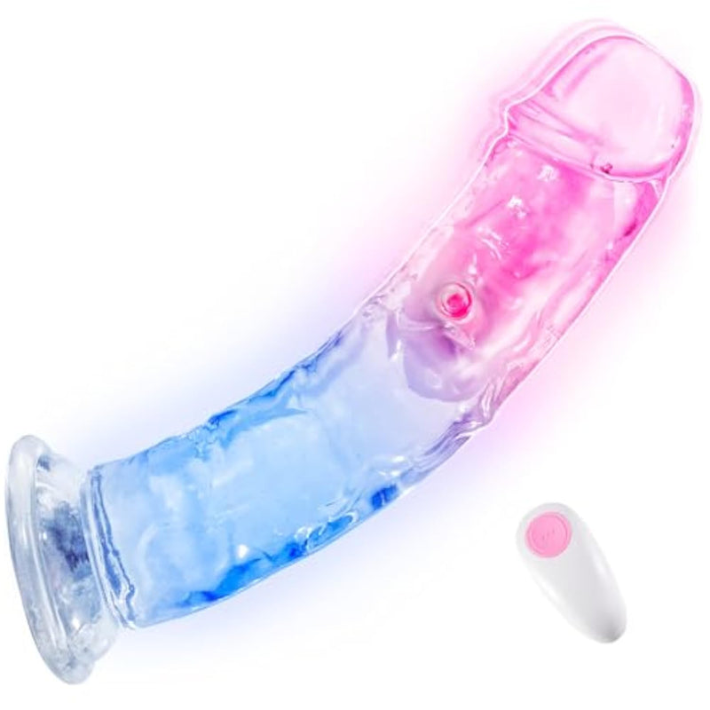 Realistic Clear Vibrating G Spot Dildo with 10 Vibration Modes and Wireless Charging