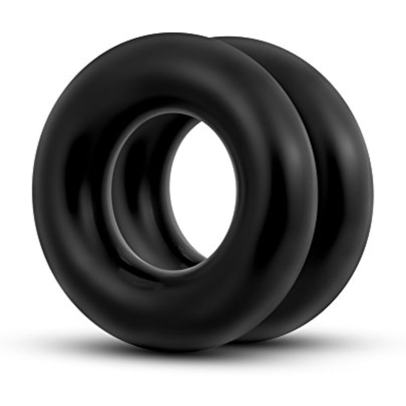 Eden Sex Toys - Oversized Donut Cock Rings (Set Of 2) - Enhance Erection, Stamina & Girth With Superior Fit - Smooth & Thick Stretchy Penis Rings - Lasting Hardness & Performance Boost For Men - Black