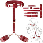 Bdsm Adult Bondage, Restrictive Play Beginner Bondage Gear For Male Female Couples With Gag Handcuffs Collar Adjustable Bondage Gear Accessories Role Playing Sexy Toys For Couples