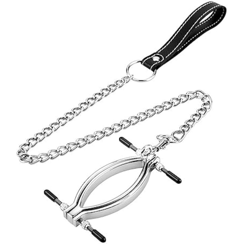 Pussy Tugger Adjustable Labia Clamps Heavy Duty With Leash Bdsm Bondage Restraint & Sex Accessories, Labia Spreader Clamps Kit For Adult Women Men & Couples