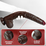 16.5 Inch Realistic Big Black Dildo Extra Long Thin Dildo With Strong Suction Cup For Hands-Free Lifelike Silicone Dildo For Vagina Anal Stimulation(M)