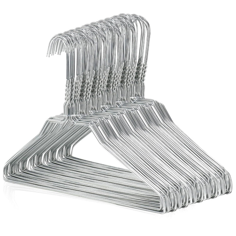 50 Pack Of Small Silver Metal Wire Hangers Petite, Teen Size, No Shoulder Bump -